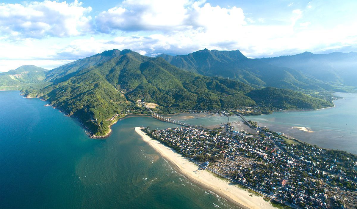 Lang Co Beach between Hue and Da Nang with mountain view