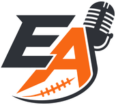 Black and orange EA sports logo with a football and microphone