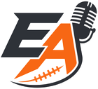 Black and orange EA sports logo with football stitching and a microphone icon