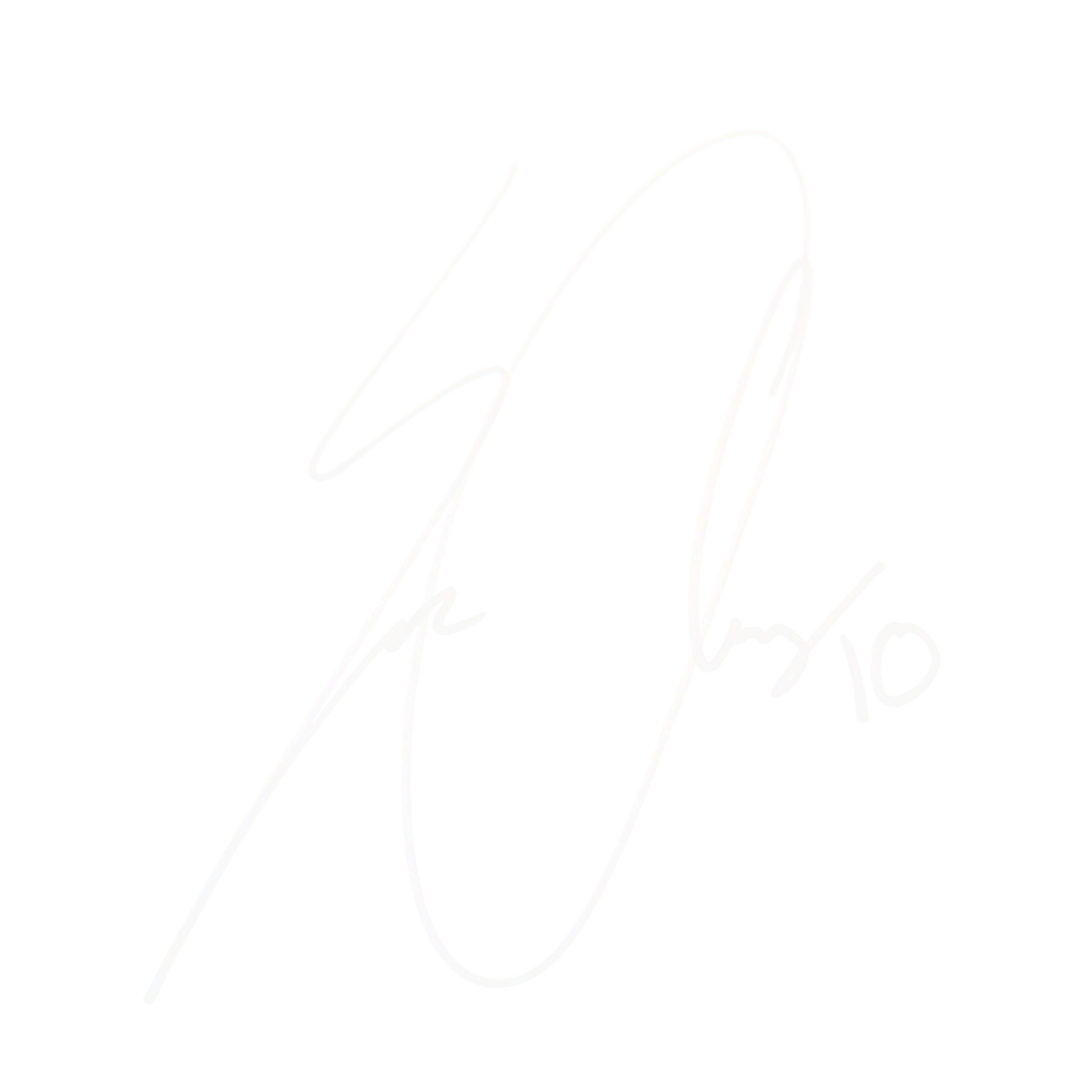 Faint white cursive signature on a white background
