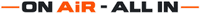 ON AIR - ALL IN logo with black and orange text on a white background