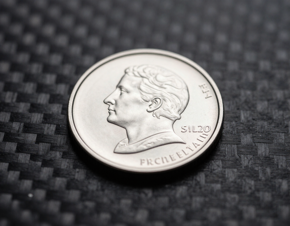 Platinum coin on carbon-fiber surface