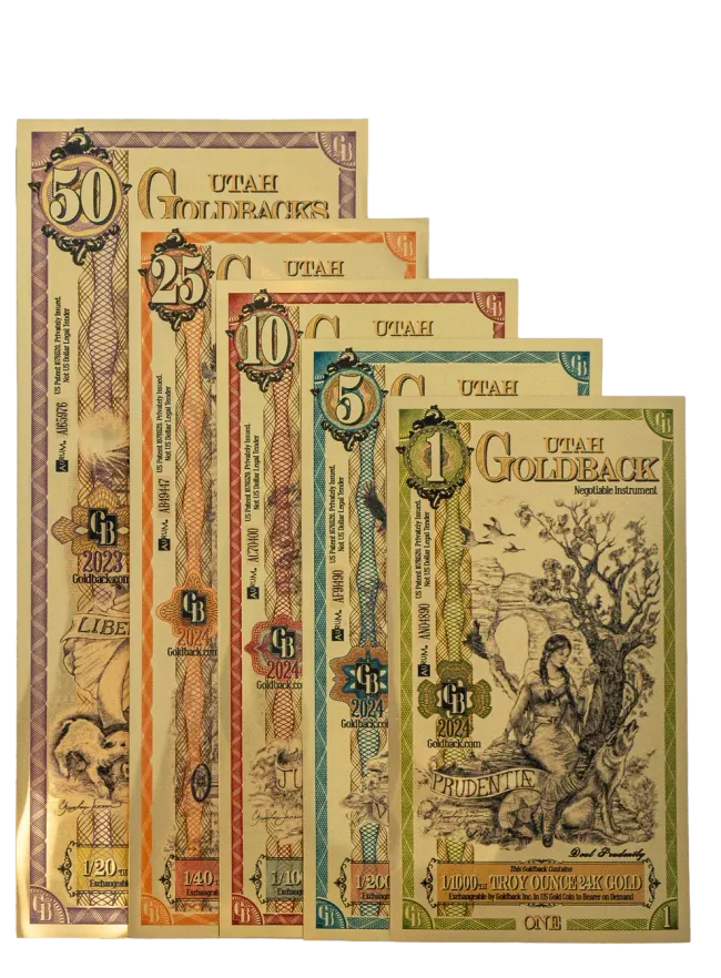 New Hampshire Goldback notes fanned out