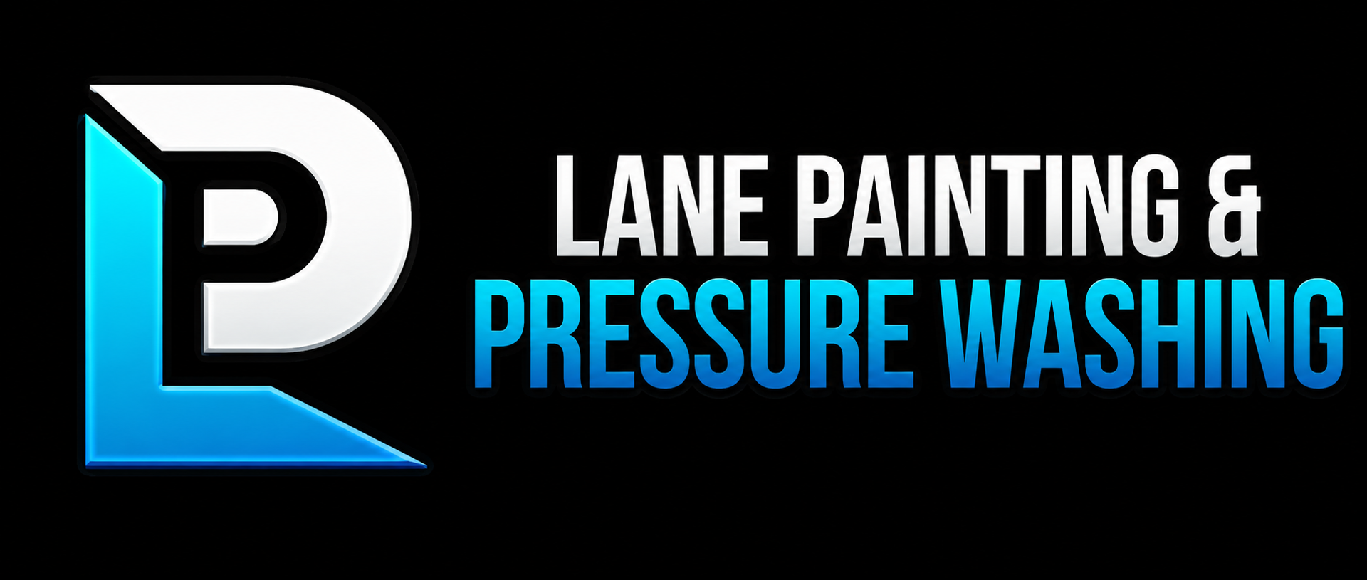 Logo for Lane Painting & Pressure Washing with a blue stylized LP on black background