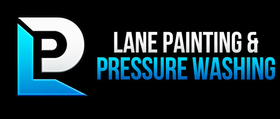 Logo for Lane Painting & Pressure Washing with a blue stylized LP on black background