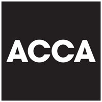 White ACCA letters on a dark background with a thin white border