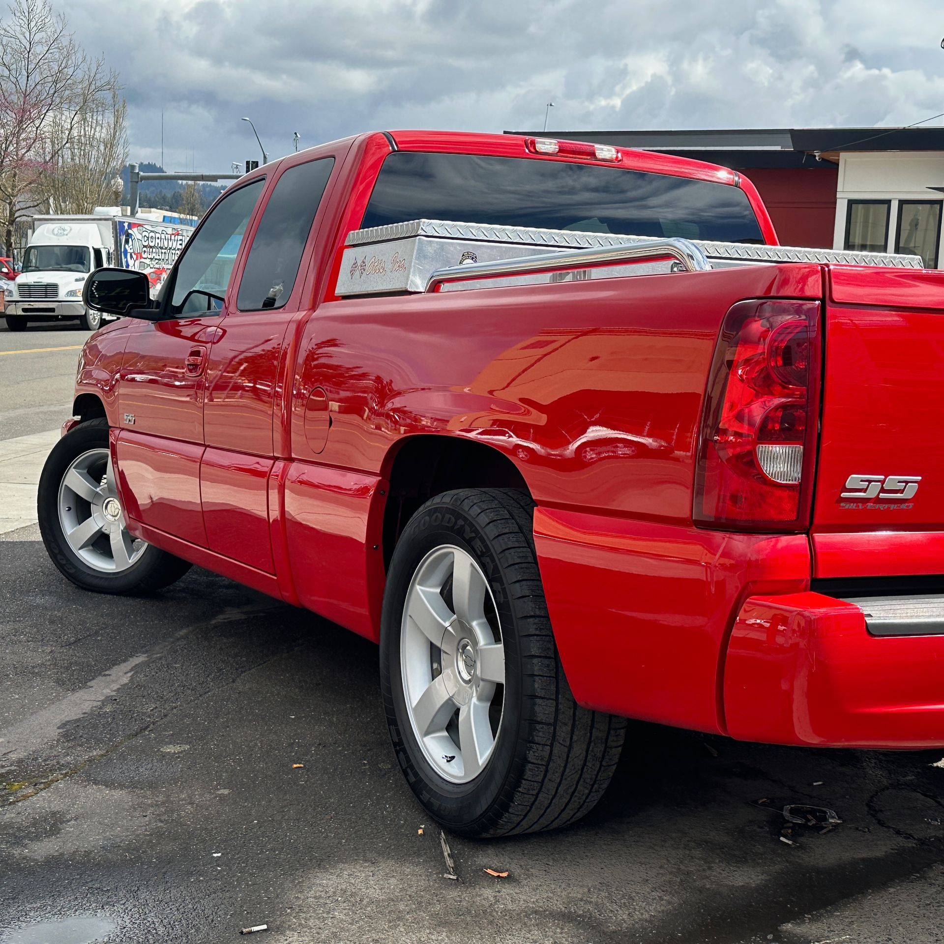 Red truck for sale after getting a detailing service