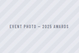 Event photo – 2025 Awards on a light gray striped background