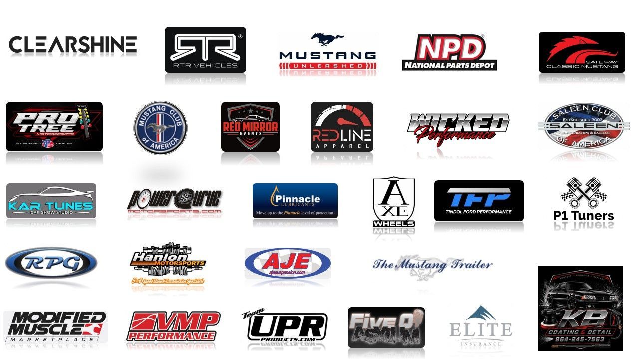 Collage of racing and automotive sponsor logos on a white background