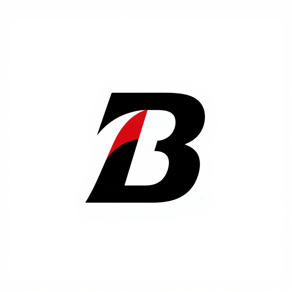 Logotipo de la letra B estilizada en negro con un detalle rojo sobre un fondo blanco.