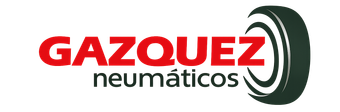 Logotipo de Gazquez neumáticos en rojo y negro con gráfico de neumático estilizado