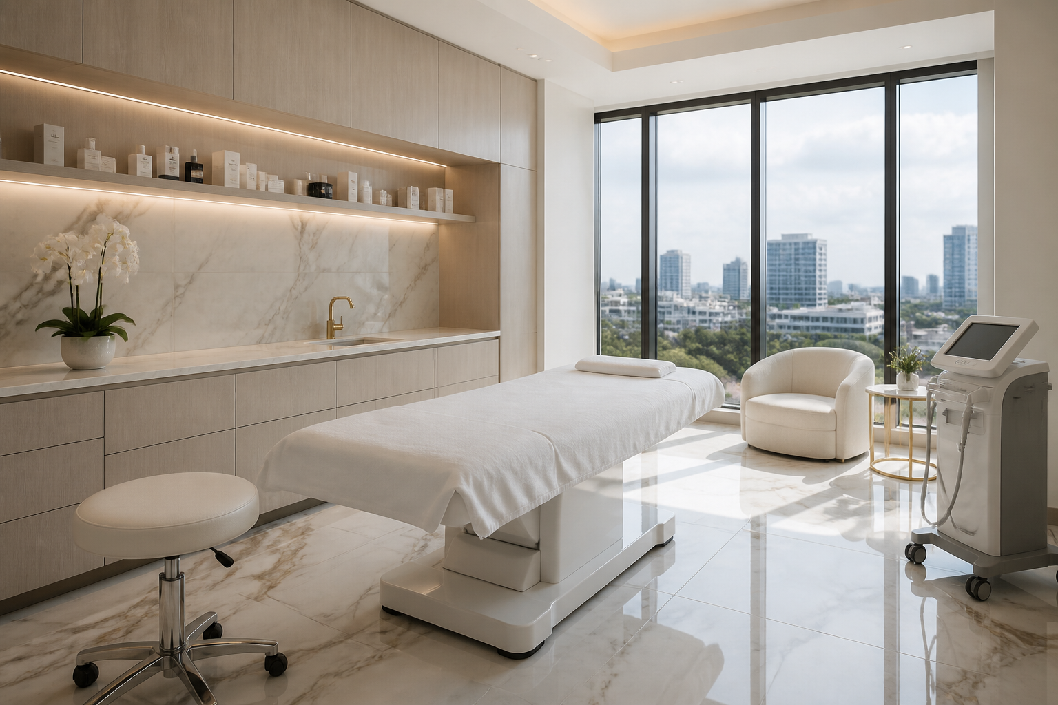 Modern Coral Gables medical spa treatment room interior representing a Miami medical spa business ow
