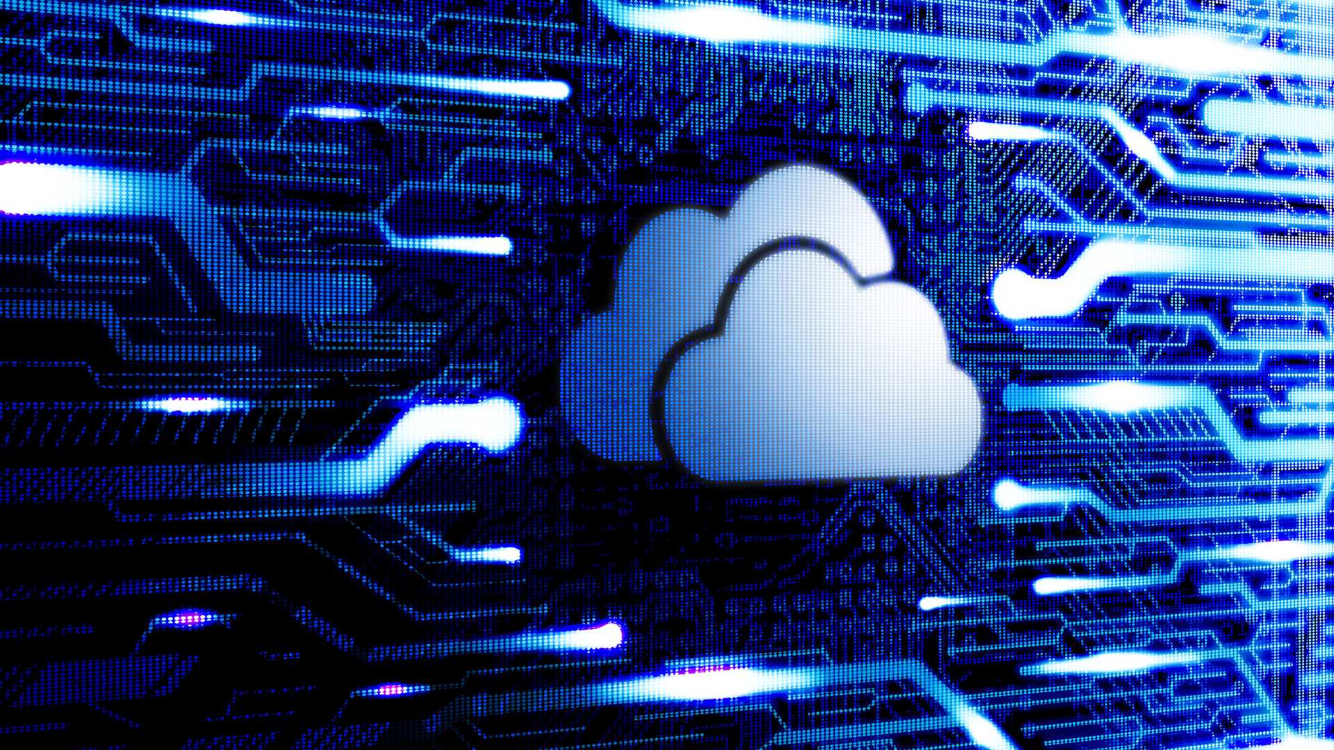 A computer screen with a cloud icon on it.
