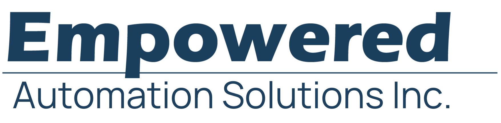 Empowered Automation Solutions Inc. logo with blue text and a gray tagline on a white background