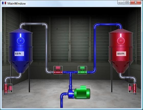 A computer screen shows a blue tank and a red tank