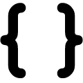 A pair of black brackets on a white background.