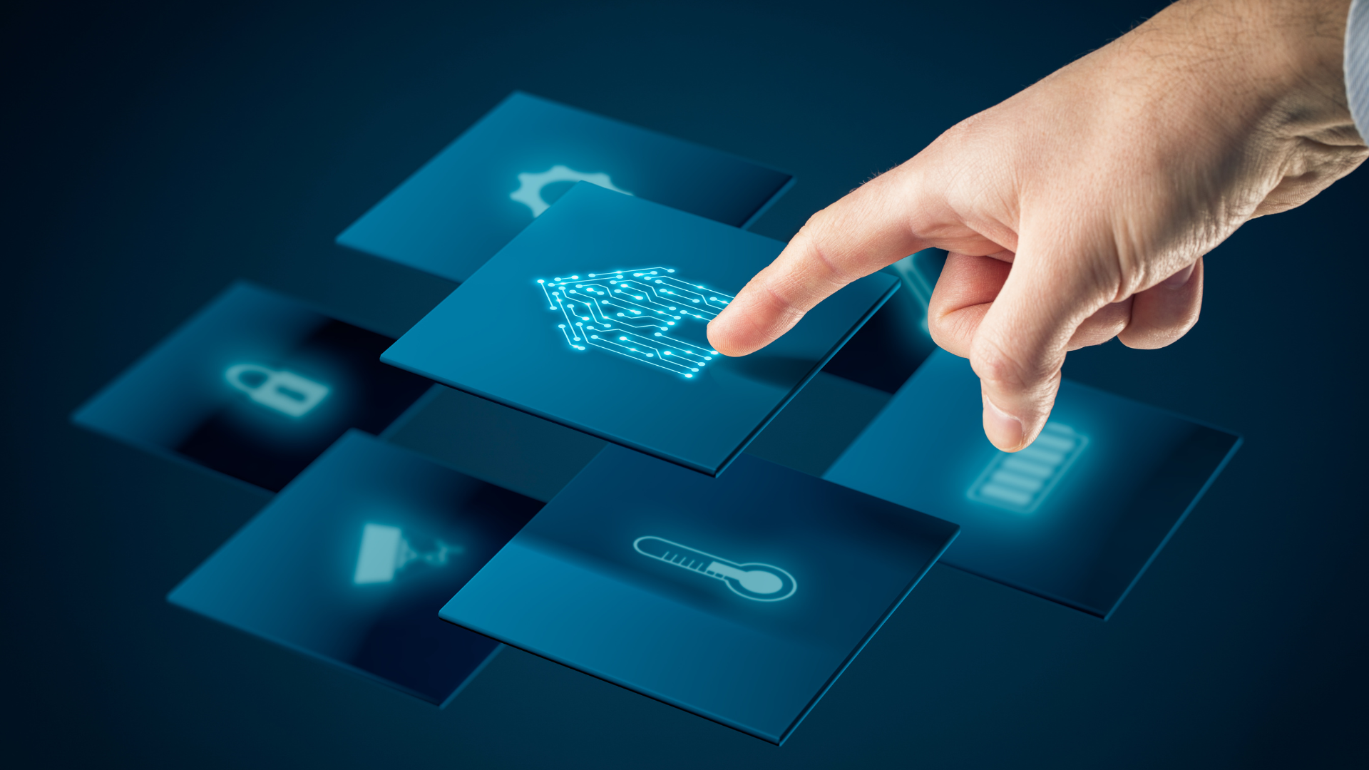 A hand is pointing at a card with a fingerprint on it.