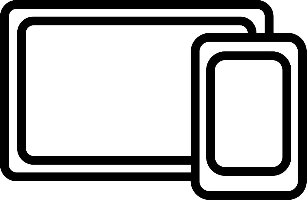 A black and white icon of two squares on a white background.