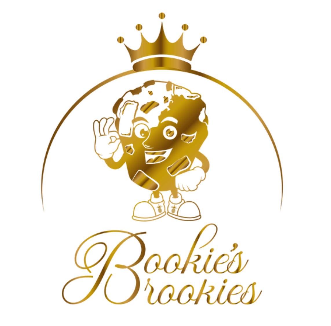 Gold cookie mascot with crown, making
