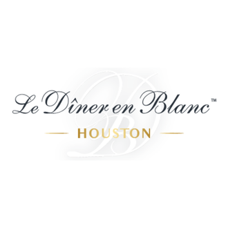 Logo for Le Dîner en Blanc Houston, featuring elegant script and a stylized