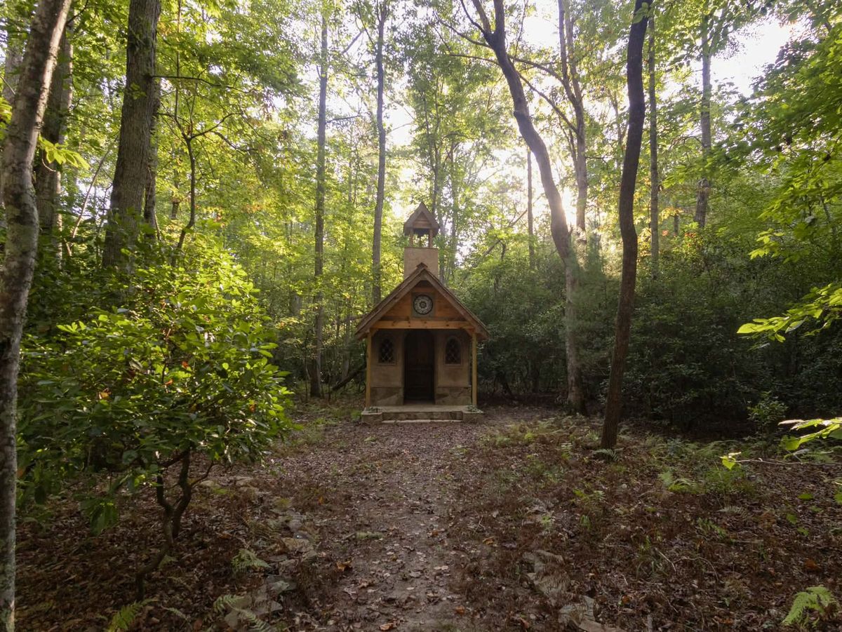 A little forest chapel tucked among the trees