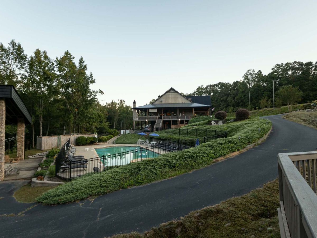 Wide view of the lodge and pool at a vacation rental property