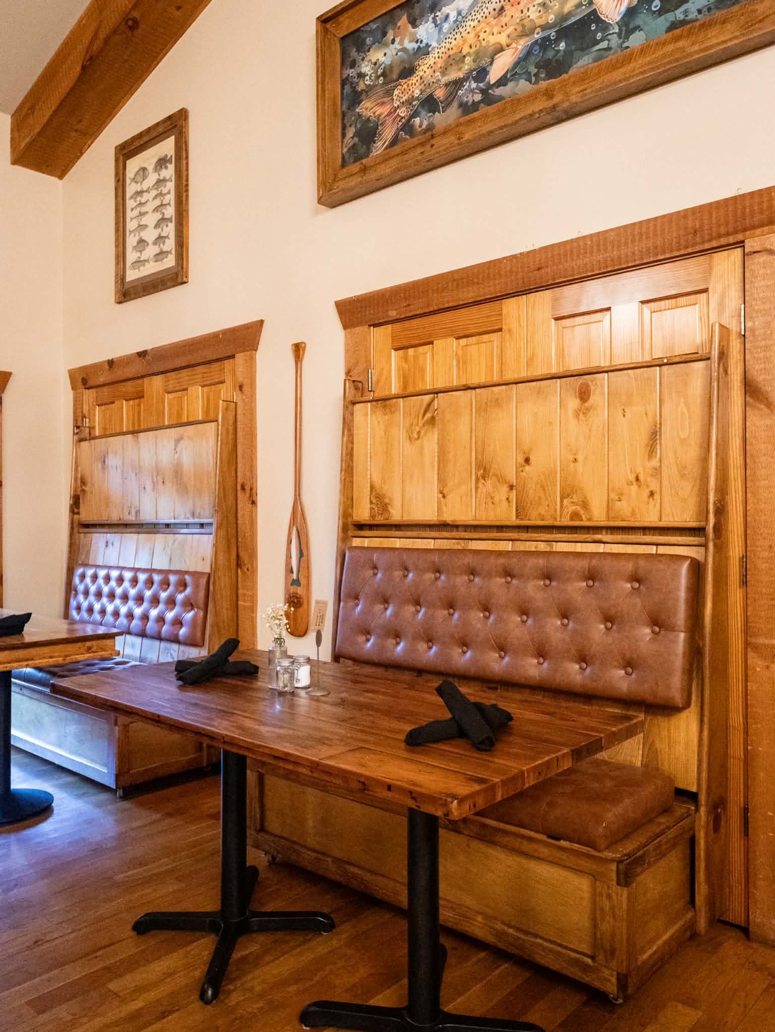 Cozy restaurant booth seating area