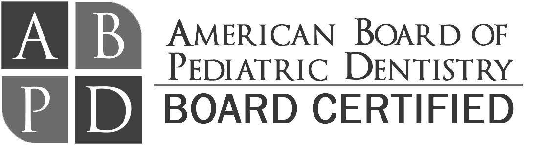 A black and white logo for the american board of pediatric dentistry