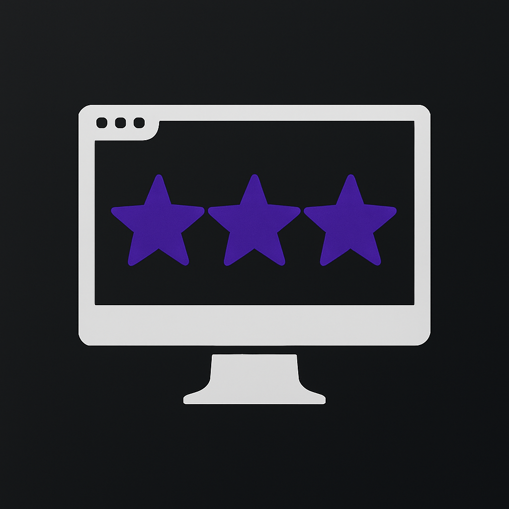 Websitevenster met drie sterren – premium webdesign en online groeipakket van KeepUp Digital