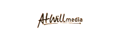 Logo for At Will media. The text
