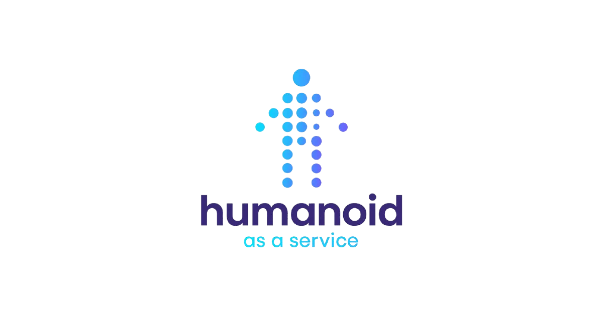 Logo: Pixelated humanoid figure in blue-purple gradient above