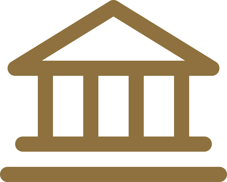 Gold courthouse icon with columns and triangular pediment