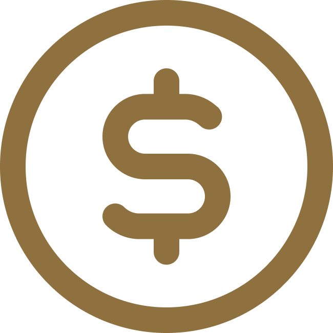Gold dollar sign inside a gold circle on a white background