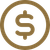 Gold dollar symbol inside a gold circle on a white background