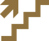 Gold zigzag staircase with an upward arrow in the top left corner