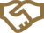 Gold handshake icon on white background