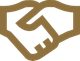 Gold handshake icon on white background