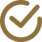 Gold checkmark inside a circular outline icon on a white background