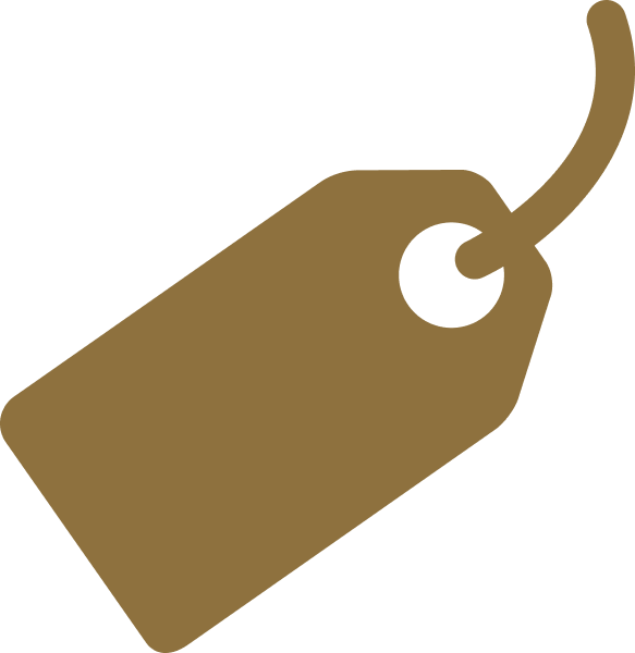 Gold clothing tag with a hole and string attached