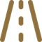 Gold road icon with two lane lines and three dashed center markings