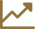 Gold upward-trending line chart with arrow on a white background