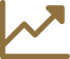 Gold upward-trending line chart with arrow on a white background