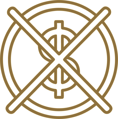 Gold crossed-circle symbol with an anchor-like shape in the center, on a white background