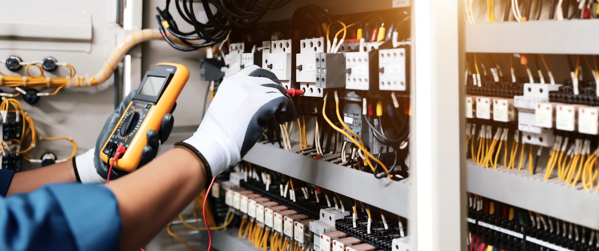 Electrician testing panel Electrician testing panel