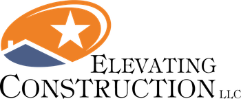 Elevating Construction LLC logo with orange and blue house roof icon and star