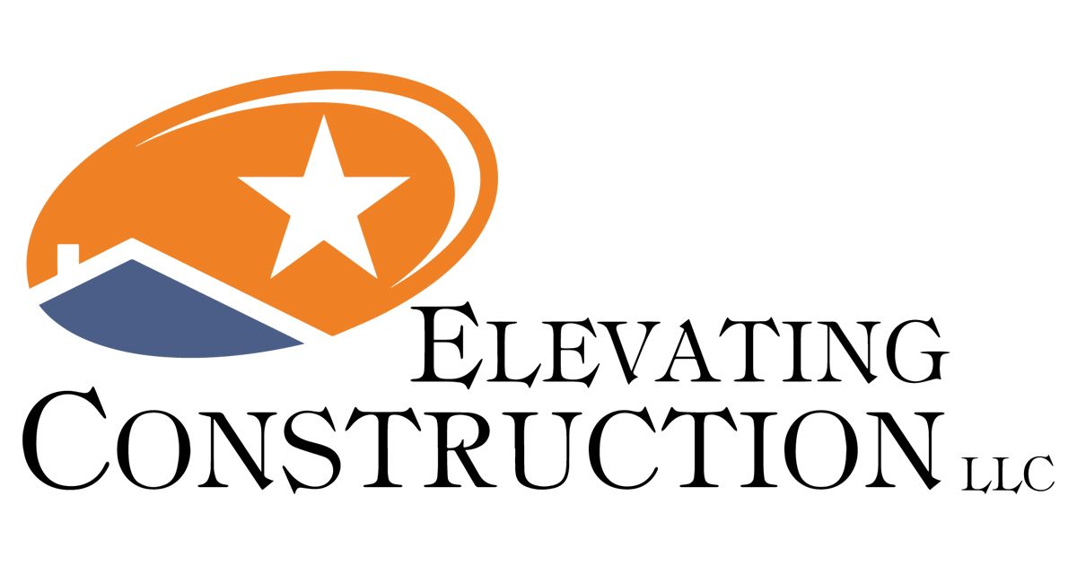 Elevating Construction LLC logo with orange and blue roof icon and star