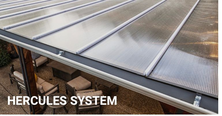 Hercules System metal roof panels installed on a rooftop frame