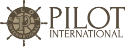 Pilot International logo: A brown ship's wheel with