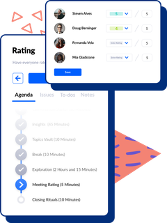 A screenshot of a app called rating and agenda.