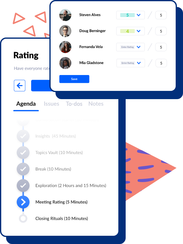 A screenshot of a app called rating and agenda.
